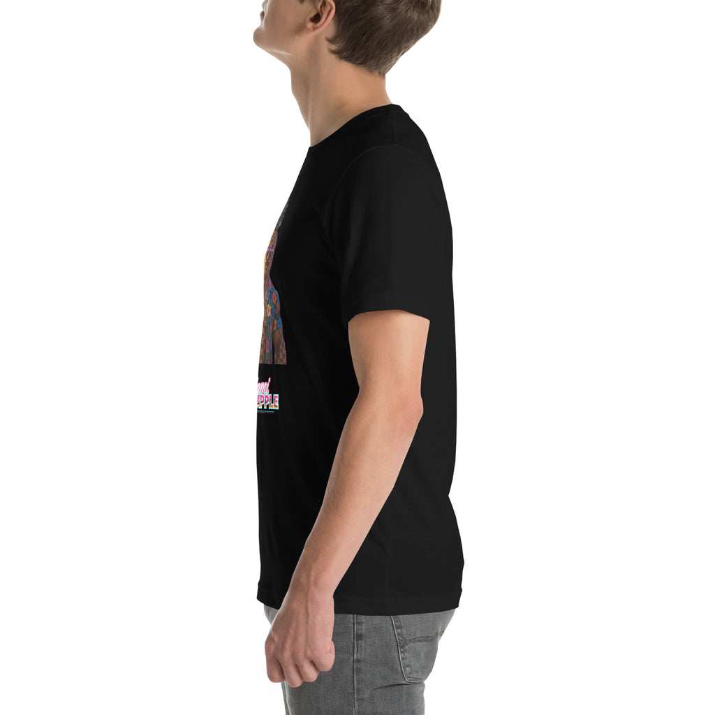 Men's Black t-shirt with a pineapple character bust print — Miami P.I.NEAPPLE Bust Tee