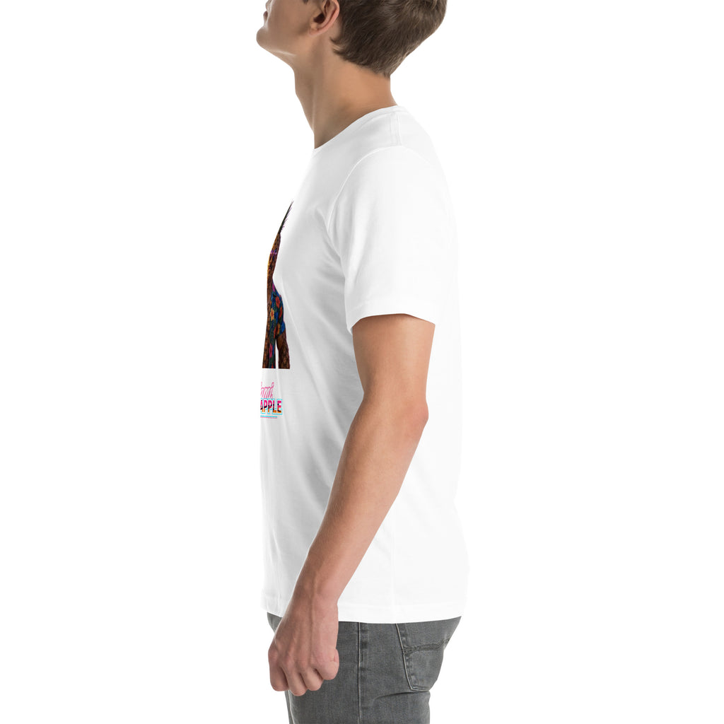 Men's White t-shirt with a pineapple character bust print — Miami P.I.NEAPPLE Bust Tee