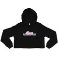 Women's Black cropped hoodie with the Miami P.I.NEAPPLE retro logo print