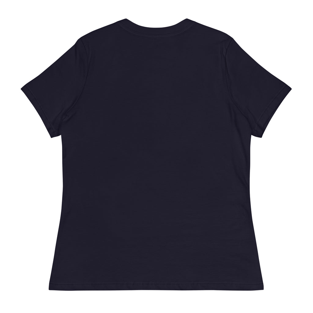 Women's Navy relaxed t-shirt with the Miami P.I.NEAPPLE retro logo print